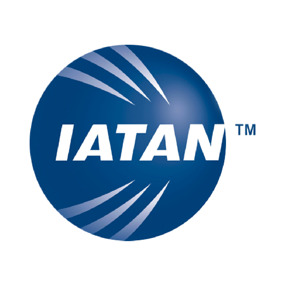 Blue circular IATAN logo with white diagonal lines and the text "IATAN" in bold white letters, representing a trusted mark for luxury family travel agents.